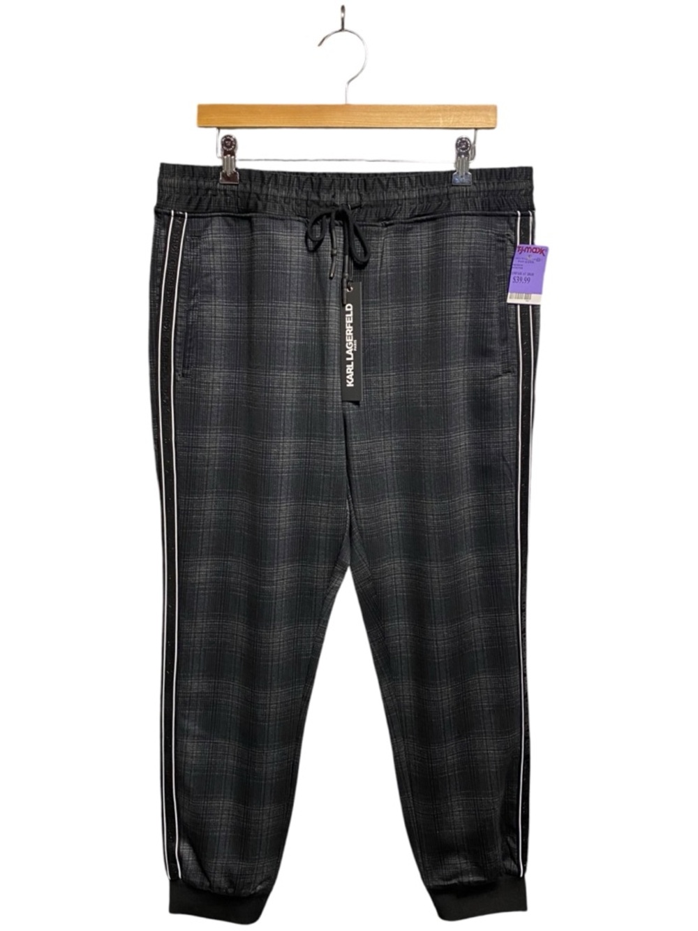 NWT Men’s Karl Lagerfeld Glen Plaid Track Jogger Pants